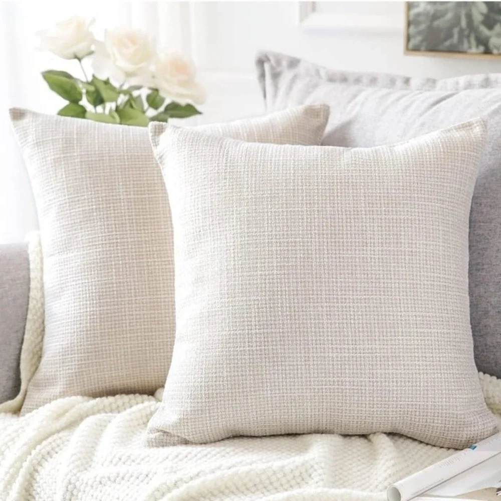 OTOSTAR Linen Throw Pillow Covers Set of 2 Decorative Square Pillowcases Cushion